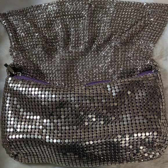Liz Gold Metallic Metal Mesh Small Evening Bag Purse - Picture 3 of 5